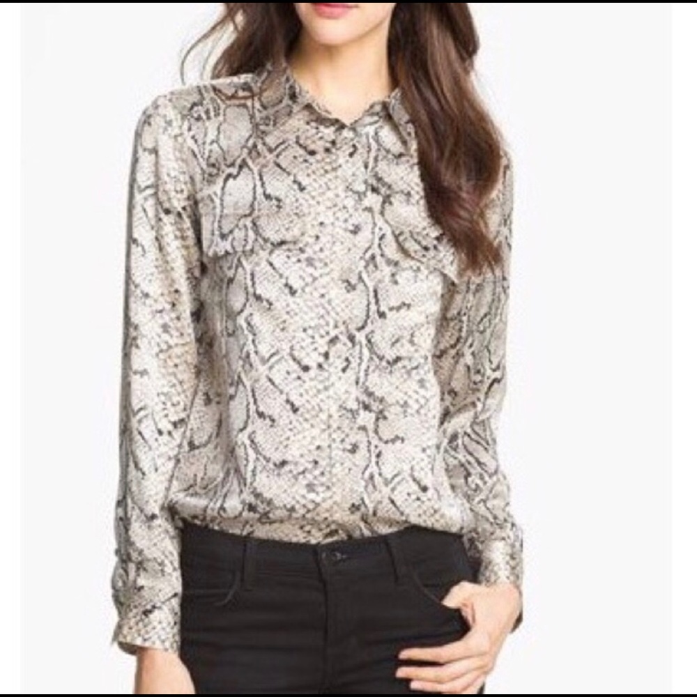 Equipment Signature Python Print Silk Blouse